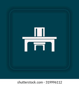 desk and chair, a table in the office. icon. vector design