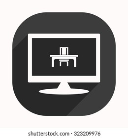 desk and chair, a table in the office. icon. vector design