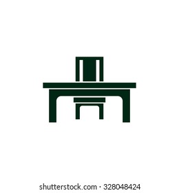 desk and chair, a table in the office. icon. vector design