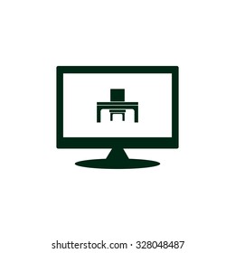 desk and chair, a table in the office. icon. vector design