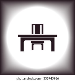 desk and chair, a table in the office. icon. vector design