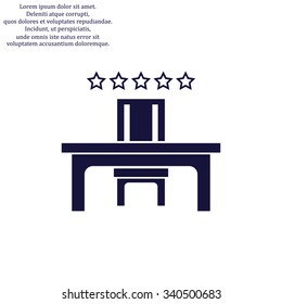desk and chair, a table in the office. icon. vector design