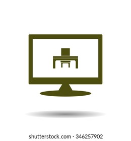 desk and chair, a table in the office. icon. vector design