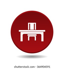 desk and chair, a table in the office icon, vector illustration. Flat design style