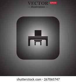  desk and chair, a table in the office, web icon. vector design