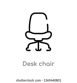 desk chair vector line icon. Simple element illustration. desk chair outline icon from furniture & household concept. Can be used for web and mobile