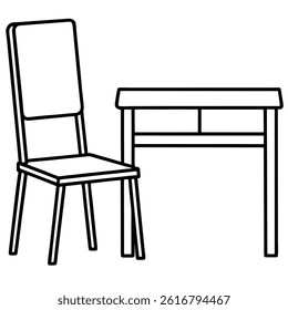 Desk and chair vector on white background