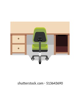 Desk and chair of workspace. 