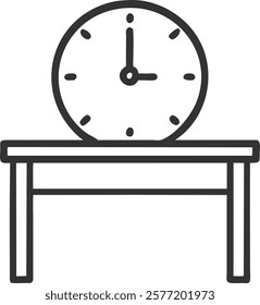 Desk Clock Design Icon Depicting Time and Productivity, Isolated Professional Vector