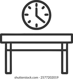 Desk Clock Design Icon Depicting Time and Productivity, Isolated Professional Vector