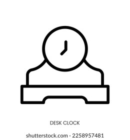 desk clock icon. Line Art Style Design Isolated On White Background