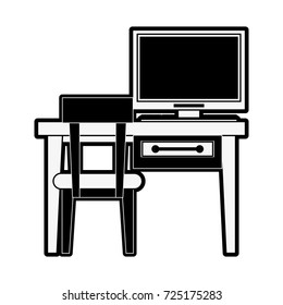 desk computer chair furniture icon image 