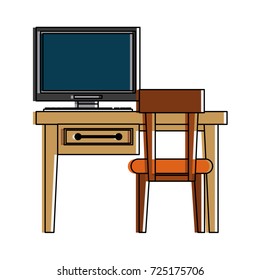 desk computer chair furniture icon image 