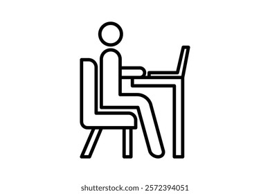 Desk with Computer icon. icon related to Office. suitable for web site, app, user interfaces, printable etc. line icon style. simple vector design editable