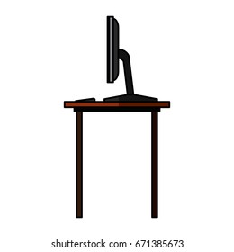 desk computer office work equipment objects
