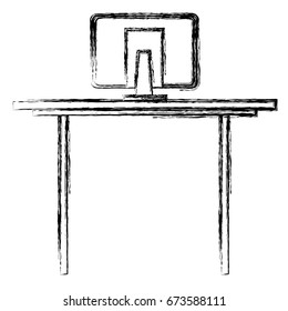 desk computer office work equipment objects