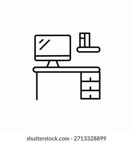 desk computer table icon sign vector