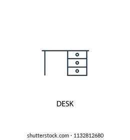 Desk concept line icon. Simple element illustration. Desk concept outline symbol design from Workspace set. Can be used for web and mobile UI/UX
