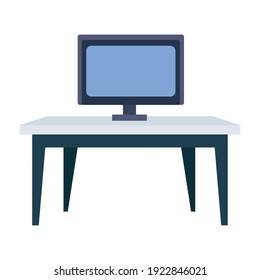 desk and desktop forniture office icon vector illustration design
