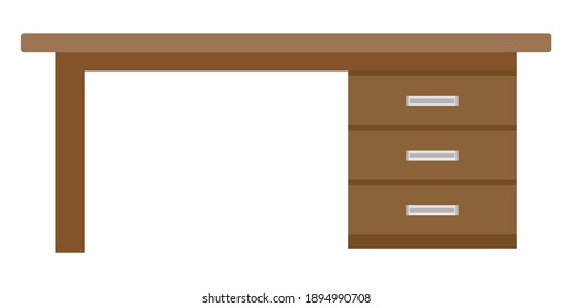 Escritorio con icono de cajones, diseño plano. Ilustración del vector