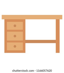 
Desk with drawers for study, flat icon for writing desk 
