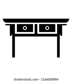 
Desk with drawers for study, glyph icon for writing desk 
