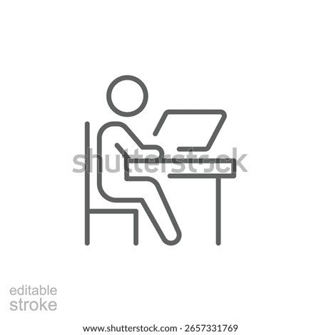 Desk Educate Study Outline Icon Editable Stroke Online Education