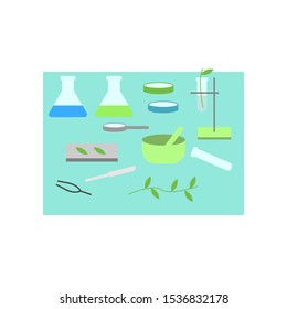Desk elements of biology vector color illustration