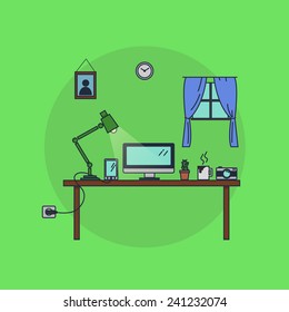 Desk with everything you need to work from home.