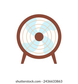 Desk fan device. Portable cooling device, indoor fresh air ventilation cartoon vector illustration