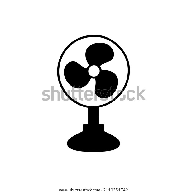 Desk Fan Icon in black flat glyph, filled
style isolated on white
background