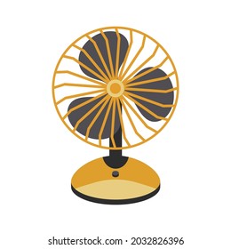 Desk Fan Icon - Hand Drawn Vector Illustration. Flat Color Design.