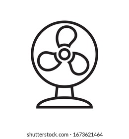 Desk Fan Icon, Outline Fan On White Background