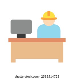 Desk flat color icon, mini, small illustration. use for modern concept, print, UI, UX kit, web and app development. Vector EPS 10, related to industrial, business, finance, investment.
