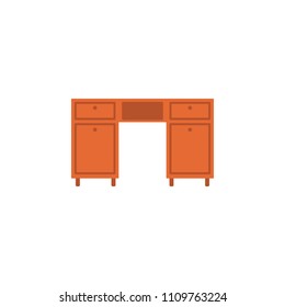 desk flat icon. Element of furniture colored icon for mobile concept and web apps. Detailed desk flat icon can be used for web and mobile. Premium icon on white background