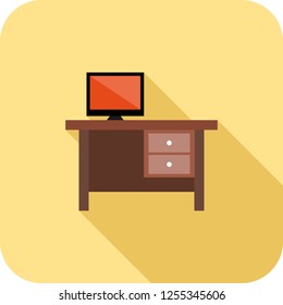 Desk Flat multi color long shadow icon