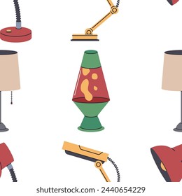 Desk and floor lamps vector cartoon seamless pattern background for wallpaper, wrapping, packing, and backdrop.