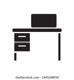  Desk glyph icon. Silhouette symbol.    Office desk .  Vector illustration