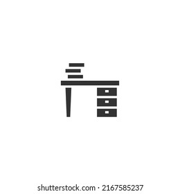 Desk Glyph line icon. Glyph style sign for mobile concept and web design. Glyph vector icon. Symbol, logo illustration. Vector graphic