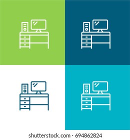 Desk green and blue material color minimal icon or logo design