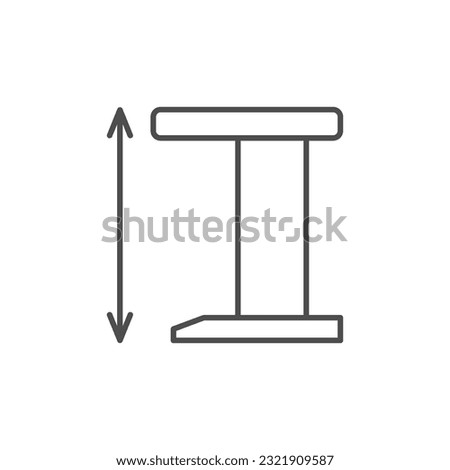 Desk height line outline icon