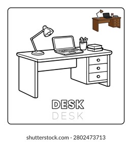Desk House Items Coloring
