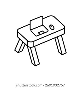 Ícone de mesa limpo e ilustração vetorial moderna
