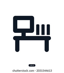 desk icon. Education sign and symbol icons. Vector line icons for your digital or print projects. Vector illustration.