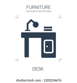desk icon. high quality filled desk icon on white background. from furniture collection flat trendy vector desk symbol. use for web and mobile