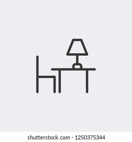 Desk icon isolated on background. Furniture symbol modern, simple, vector, icon for website design, mobile app, ui. Vector Illustration