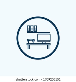 icono del escritorio aislado en el fondo blanco de la colección de muebles interiores. icono de escritorio moderno símbolo de escritorio moderno para logotipo, web, aplicación
