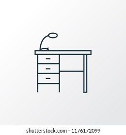 Desk icon line symbol. Premium quality isolated workplace element in trendy style.