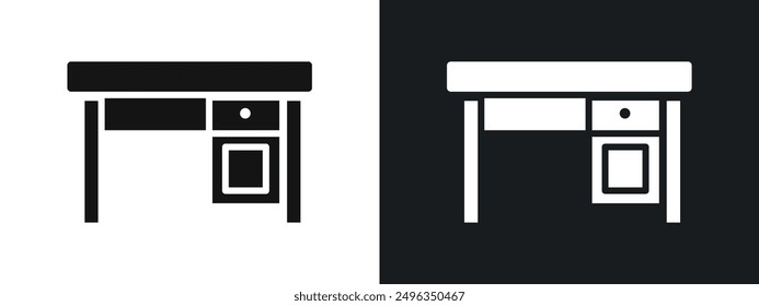 desk icon linear graphics set vector in black