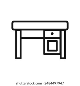 desk icon linear vector graphics sign